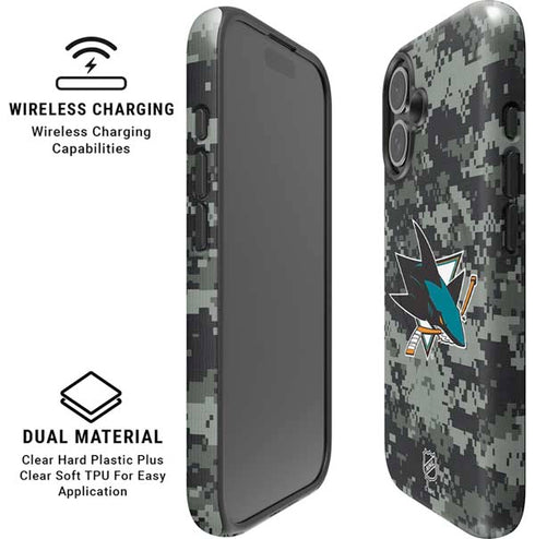 NHL San Jose Sharks Camo iPhone 16 Plus Magsafe Impact Case